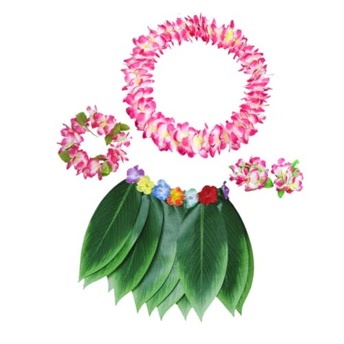 VALICLUD 5 Stück 1 Satz Hawaiianische Leis Künstliche Girlande Hawaiischer Grasrock Bekleidung Hawaii-grasrock Hawaiianische Girlande Strandparty-kranz Künstliche Blumengirlanden Rosa von VALICLUD