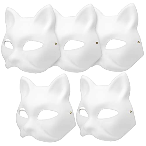 VALICLUD 5 Stück Katzenmasken Aus Weißem Papier Blanko Für Handbemalung Ideales Kostümzubehör Für Halloween Maskerade Und Cosplay Aktivitäten Perfekt Für Kreative Bastelprojekte von VALICLUD