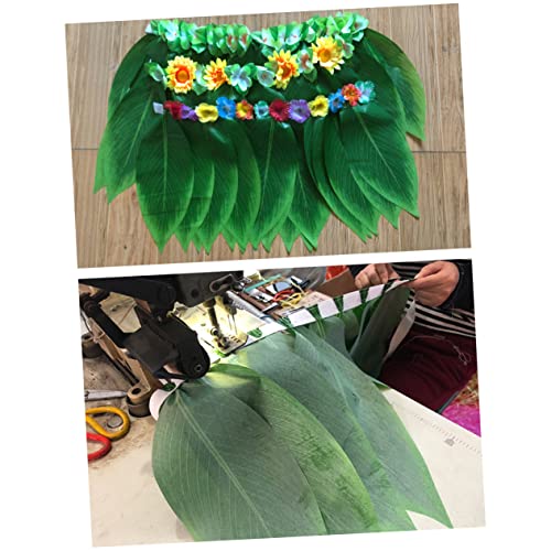 VALICLUD 5 Teiliges Hawaiianisches Luau Kostümset Mit Ti Leaf Hula Rock Grüner Grasröcke Blumenkranz Armbändern Und Kopfband Für Strand Und Luau Partys Erwachsene von VALICLUD