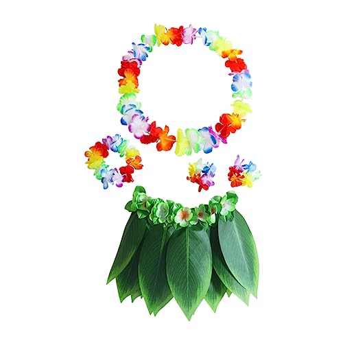 VALICLUD 5St hawaiianischer Blattrock igelkostümkinder hawaii outfit hawaii accessoires Hawaii-Outfit Hawaii Kostümset Hula-Rock mit grüner Luau-Kostüm Luau Partyrock grüner Grasrock von VALICLUD