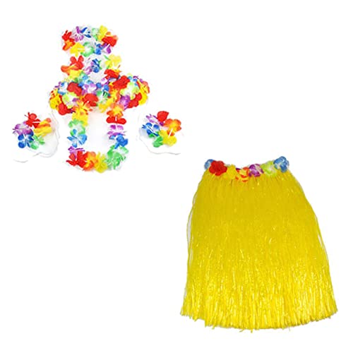 VALICLUD 6st Rock Aus Tropischem Hula-gras Hawaiianischer Hula-rock Tropisches Partyarmband Luau Partyrock-kit Tropische Hawaiianische Dekorationen Hawaii-tanzgirlande Grastanzrock Yellow von VALICLUD