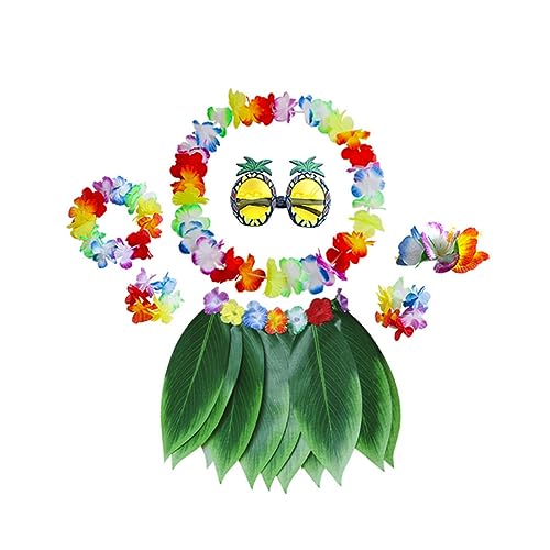 VALICLUD 7st Luau Partyrock Ananas-sonnenbrille Für Damen Hawaiischer Grasrock Hawaiianischer Wickelrock Hawaii-blumen-halskette Luau-kostüm Blumen-leis-halsketten von VALICLUD