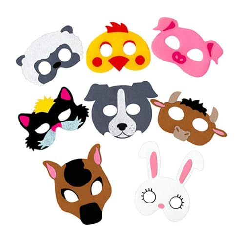 VALICLUD 8 Stück Tiermasken Für Kinder Zum Ausmalen Cartoon Nutztier Halbgesichtsmaske Halloween Cosplay Bastelset Für Kinderparty Und Geburtstag von VALICLUD