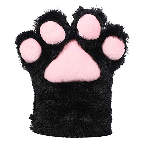 VALICLUD Bärenklauenhandschuhe Kuscheltier schwarze Katze weiße Pfoten katzenpfoten handschuhe halloween handschuhe warmer Kinderhandschuh Leistungsversorgung Hochwertiger PV-Samt Black von VALICLUD