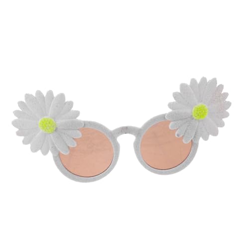 VALICLUD Blumensonnenbrille Für Party Neuartige Sonnenbrille Blumen-sonnenbrille Für Mädchen Sonnenbrillen-requisite Abgefahrene Sonnenbrille Runde Sonnenbrille Mit Blumenmuster Weiß Abs von VALICLUD