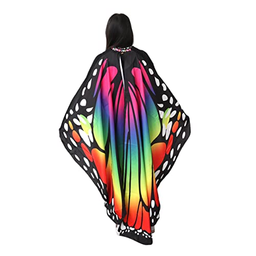 VALICLUD Bunter Damen Umhang Aus Polyester Mit Schmetterlingsdesign Rotierendes Cape Für Partys Kostüme Und Cosplay Festliches Accessoire Für Frauen Und ädchen von VALICLUD