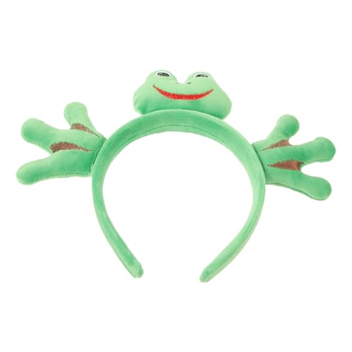 VALICLUD Cartoon Plüsch Frosch Palme Stirnband Stirnband Frosch Kopf Puppe Kopf Schnalle Haarnadel Frosch Stirnband (1# Kreuzhand Frosch Stirnband) Erwachsene Stirnband Frosch Party Kopfschmuck von VALICLUD