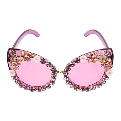 VALICLUD Cat-Eye-Sonnenbrille Mit Dekor Aus Künstlichen Diamanten Retro-Sonnenbrille Mit Strasssteinen Für Damen von VALICLUD