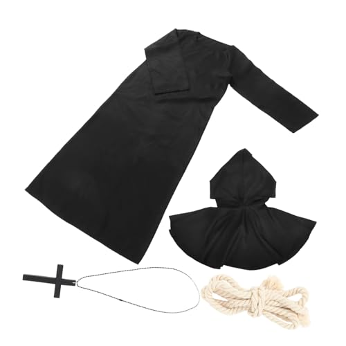 VALICLUD Cosplay-Anzug Halloween-Mönch-Kostüm mittelalterliches Gewand Halloween-Priesterrobe Halloween-Kostümrobe Mittelalter Kleidung Halloween Costume Zaubererrobe Zaubereruniform Black von VALICLUD