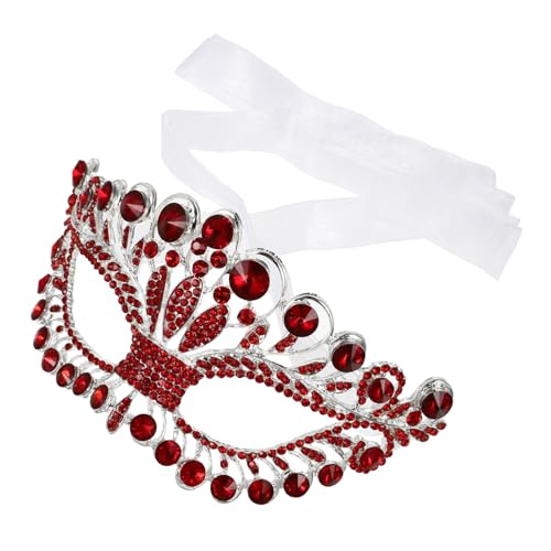 VALICLUD Diamant maske Halloween-Cosplay-Kostüm Abschlussball Requisiten Halloween-Hälfte Rave-Maske halloween masken halloweenmaske Cosplay-Maske Halloween-Requisite Strasssteine rot von VALICLUD