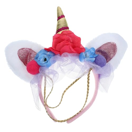 VALICLUD Einhorn Stirnband Blumen Kopfbedeckungen Einhorn Kostüm Kopfbedeckung Einhorn Kopfschmuck Stirnbänder Einhorn-haarband Rave Cosplay-stirnband Funkeln Einhorn Haarband Zubehör Stoff von VALICLUD