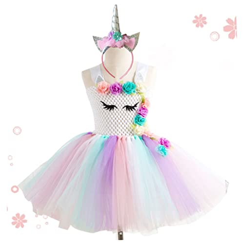 VALICLUD Einhorn-tutu-kleid Mit Stirnband Einhorn-tüllrock Regenbogen-tutu-kostüm Tier-tutu-kleid Einhornkleid Mit Tutu Geburtstagsoutfits Für Mädchen Tutu-kleider Für Mädchen Partykostüm von VALICLUD