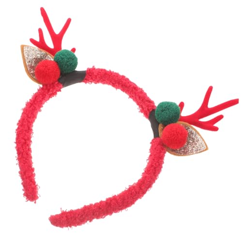 VALICLUD Elchfarbenes Fellknäuel-Plüsch-Stirnband christmas haarreif christmas headband reindeer headband geburtstagsmitgebsl weihnachtsgeschenk Weihnachts-Haarschmuck Hirsch-Stirnband rot von VALICLUD