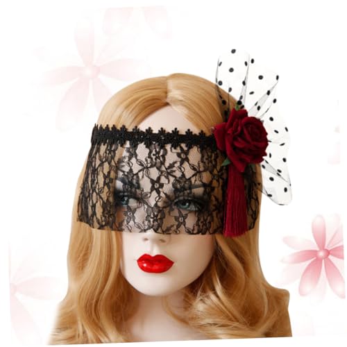 VALICLUD Extravaganter Roter Rosen Lace Halbmasken Velours Für Frauen Elegante Maskerade Halbmasken Für Fasching Karneval Und Halloween Partys von VALICLUD