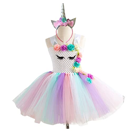 VALICLUD Geburtstagsoutfits Für Mädchen Einhorn-tutu Tier-tutu-kleid Regenbogen-tutu-kostüm Kopfbedeckung Für Mädchen Einhornkleid Mit Tutu Geburtstags-tutu Tutu-kleider Für Mädchen von VALICLUD