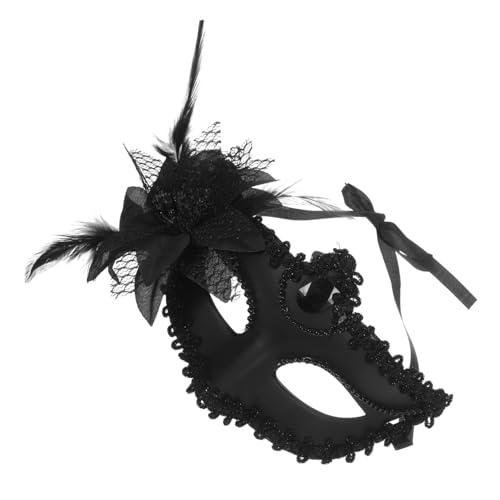 VALICLUD Halbe Gesichtsmaske Aus Spitze Kostüm Party Maske Maskerade-maske Masken Funkeln Maskerade Auge Halloween Weibliche Maske Maskerade-spitzenmaske Feder. Plastik Black von VALICLUD