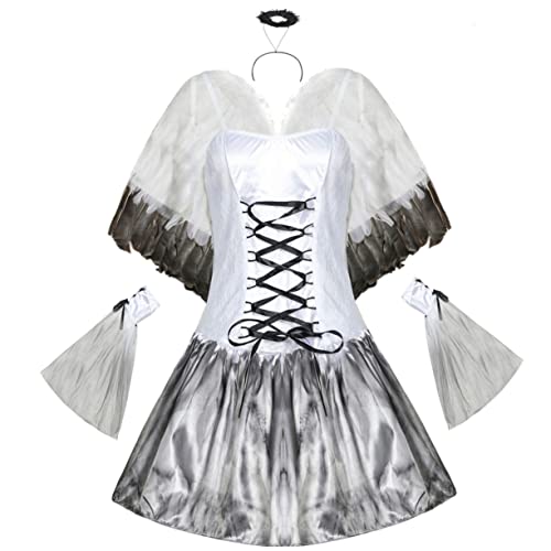 VALICLUD 1 Set Halloween Engel Teufel Kostü Für ädchen Cosplay Outfit Mit Headdress Flügel Und Kleid Ideal Für Fasching Karneval Und Halloween Veranstaltungen von VALICLUD