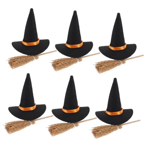 VALICLUD Halloween Deko Set Teilig Mini Filz Hexenhüte und Besen aus Kreative Tischregal Dekoration für Kleine Räume Wiederverwendbar und Robust VALICLUD Halloween Deko Set Teilig Mini Filz Hexenhüte und Besen aus Kreative Tischregal Dekoration für Kleine Räume Wiederverwendbar und Robust von VALICLUD
