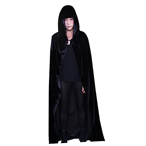 VALICLUD Halloween Hexenmantel Mit Kapuze Cosplay Kostüm Für Maskerade Und Karneval Schwarzer Robe Cloak Für Damen Und Herren Ideales Halloweenkostüm Für Gruselige Anlässe von VALICLUD