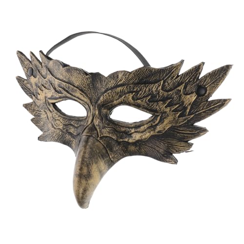 Halloween Tiermasken Adler Adler Halbgesichtsmaske Adler Cosplay Requisiten Tier Fuchs Vogelmaske Krähe Venezianische Halbtiermaske Goldenes PU- von VALICLUD