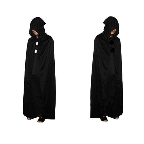 VALICLUD Halloween Umhang Grim Reaper Teufel Kapuzenmantel Schwarz Kostüm Für Herren Und Damen Ideal Für Halloween Karneval Und Cosplay Events 170 Cm Lang Vielseitig Einsetzbar von VALICLUD