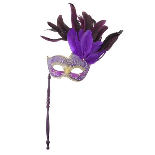 VALICLUD Handgehaltene Federmaske Damen Dekorativ für Karneval Halloween Ball Cosplay Party Stilvolle Halbe Gesichtsbedeckung mit Stab in VALICLUD Handgehaltene Federmaske Damen Dekorativ für Karneval Halloween Ball Cosplay Party Stilvolle Halbe Gesichtsbedeckung mit Stab in von VALICLUD