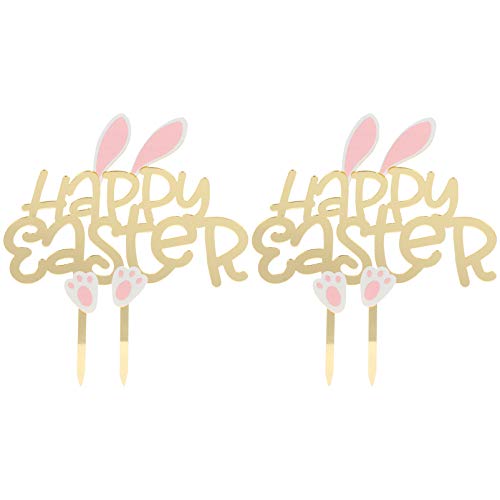 VALICLUD Happy Easter Cake Topper Hasenohren Cupcake Topper Kaninchenkuchen Picks Osterkuchen Dekorationen von VALICLUD