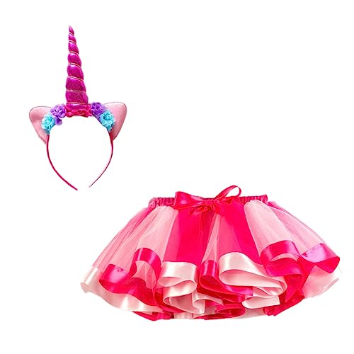 VALICLUD Kinderkostüme Mädchen-Outfit Mädchenkleid Mädchen-Tüllkleid Mädchen Kleider Kinderkleidung Tiara Einhorn-Partykleid Einhornkleid Prinzessinenkleid einstellen Rock Ballettröckchen von VALICLUD