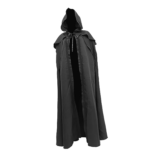 VALICLUD Langer Schwarzer Vintage Umhang Mit Kapuze Für Halloween Kostü Robe Cape Für Karneval Cosplay Und Partys Unisex Größe von VALICLUD