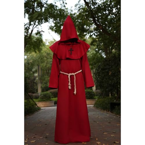 VALICLUD Mittelalterliches önchskostü Für Herren Klassisches Halloween Priester Cosplay Outfit Größe XL Ideal Für Mottopartys Und Karneval Inklusive Robe Und Gürtel von VALICLUD