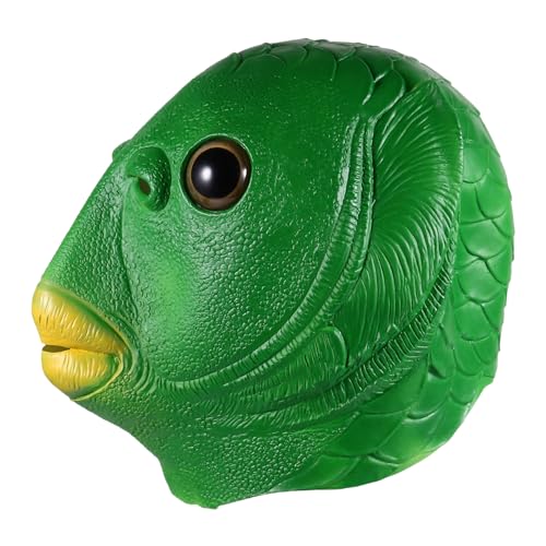 VALICLUD Realistische Fischmaske Mit Offenem Mund Tierkopfbedeckung Für Fasching Und Halloween Ideal Für Partys Und Kostüme Grüne Drachen Und Dinosaurier Designs Lustige von VALICLUD