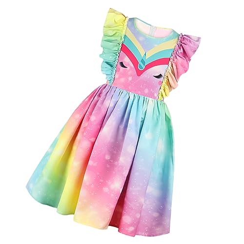 VALICLUD Regenbogenkleid Prinzessinnenkleid für Mädchen Mädchenkleid Prinzessinnenkleider für Mädchen Kostüme für Mädchen Kleid mit Animal-Print kleidung Kostümkleid für Mädchen Polyester von VALICLUD