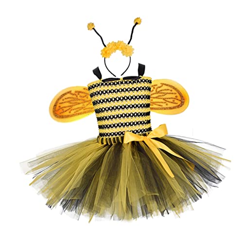 VALICLUD Rock für Mädchen Outfit für Mädchen schickes Kleinkinderkleid Bienen-Cosplay-Kleid Party-Cosplay-Kostüm -Tutu-Rock Biene Flügel Kostüm bee costume Bienenkleid Röcke für Mädchen von VALICLUD