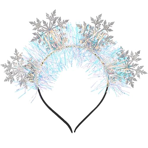 VALICLUD Schneeflocken Stirnband Weihnachten Glitzer Haarband Winter Schnee Haarreifen Krone Weihnachten Kopfschmuck Für Cosplay Weihnachten Haar Party Zubehör Zubehör Silber von VALICLUD