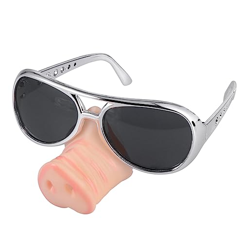 VALICLUD Schweinenase-Brillenmaske Halloween-Schweinenasen-Sonnenbrille Halloween-Party Lustige Cosplay-Brille Requisiten Neuheit Schweinenase-Masken Für Erwachsene (Silber) von VALICLUD