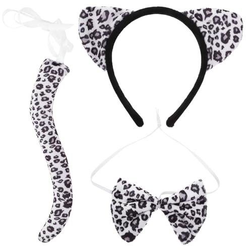 VALICLUD Kinder Haarreifen Mädchen Leoparden Kostüm Kinder Set Aus Leopardenohren Schleife Und Kostü Accessoires Für Zur Mottoparty Oder Halloween Leoparden Cosplay Kit Für Kreative Verkleidungen von VALICLUD