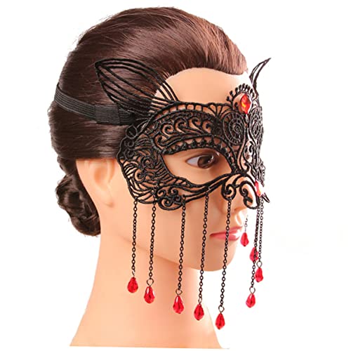 VALICLUD Spitzen Gesichtsmaske Für Damen Elegante Maskerade Augenmaske Aus Elastischer Spitze Mit Quasten Für Karneval Ball Und Halloween Für Kostümpartys Und Festlichkeiten von VALICLUD