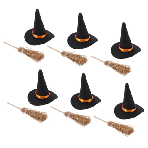 VALICLUD Teiliges Mini Hexenhut und Besen Set Halloween Deko für Zuhause Schule Büro Platzsparende Wiederverwendbare Filz Hexenhüte und Besen für DIY Bastelprojekte und Festliche VALICLUD Teiliges Mini Hexenhut und Besen Set Halloween Deko für Zuhause Schule Büro Platzsparende Wiederverwendbare Filz Hexenhüte und Besen für DIY Bastelprojekte und Festliche von VALICLUD