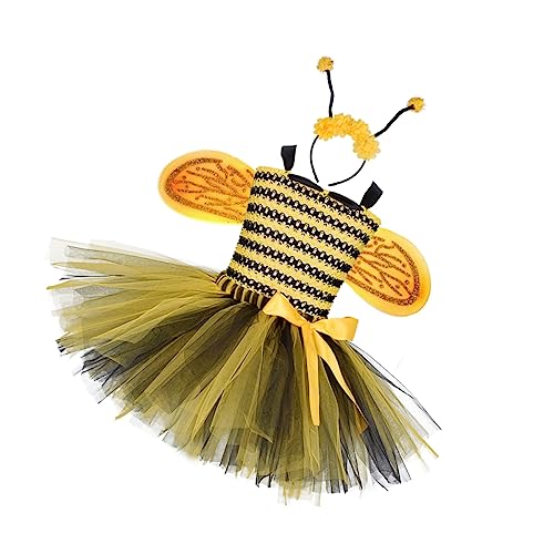 VALICLUD Tüllrock für Mädchen bee costume Bienenkleid Flügel Kostüm Babyanzüge Ameise Stirnband Tutu-Rock für Kinder Bienenflügel Kinder Partyrock für Mädchen Röcke für Mädchen von VALICLUD