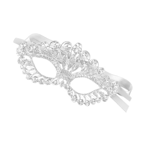 VALICLUD Venezianische Kugelaugenmasken Outfits Frauen Spitzenoberteile Party-deko-maske Oberteil Aus Silbernem Mesh Maskerade Dekorationen Gel-gesichtsmaske Strasssteine Silver von VALICLUD