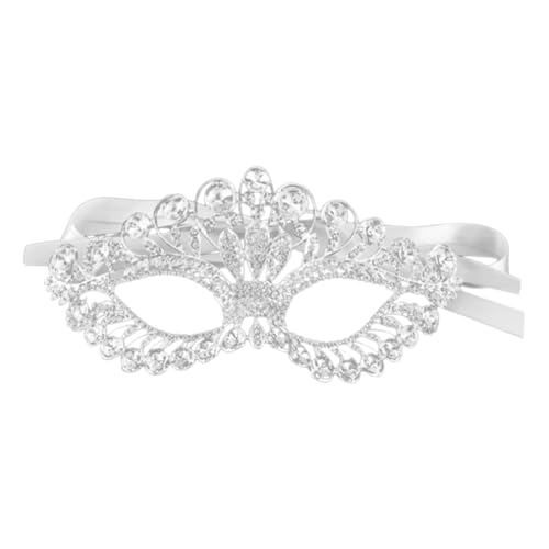 VALICLUD Venezianische Kugelaugenmasken Spitzenmaske Karneval Party Masken Spitzentops Für Damen Gel-gesichtsmaske Strass-gesichtsmaske Strass-mesh Cat-eye-party Silver Legierung von VALICLUD