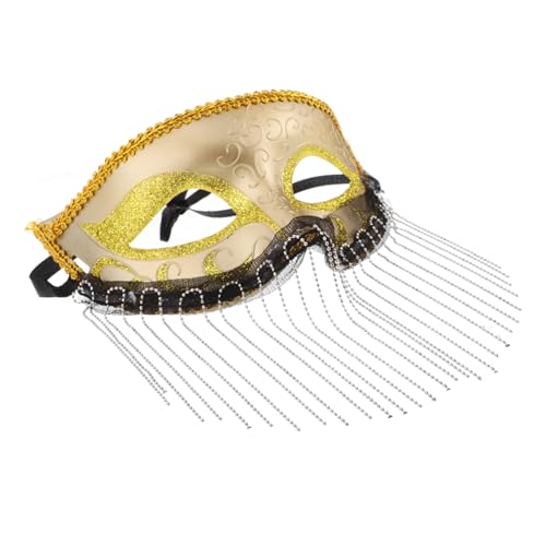 VALICLUD Vorhangmaske Maskenball Partymasken Maske mit Quasten Maskerade Zubehör Maskerade Ball Zubehör Frauenmaske Maskenkostüme für Frauen Paar-Maskerade-Maske Damenmasken Plastik Golden von VALICLUD