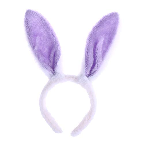 VALICLUD Weiß Lila Plüsch Kaninchen Stirnband Ostern Hasenohren Stirnband Kaninchen Kostüm Flauschiges Haarband Party Cosplay Tier Ohr Kopfschmuck Karneval Maskerade Kopfschmuck von VALICLUD