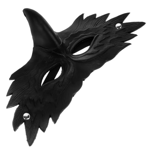 VALICLUD Wolf Maske Adler Kostüm Maske Eule Kostüm Maske Halloween Tiermaske Adler Cosplay Requisiten Halloween Party Zubehör Adler Tiere Maske Adler Halbgesichtsmaske Vogelmaske Schwarz PU-Leder von VALICLUD