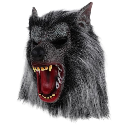 VALICLUD Wolf-kapuzenmaske Dekorationen Am Gruseligsten Blutig Mund Halloween Unheimlich Leuchtende Maske Halloween-wolfsmaske Karikatur Wolfskopfmaske Mesh-gesichtsmaske Bausatz Emulsion von VALICLUD