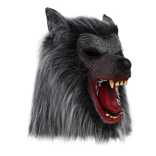 VALICLUD Wolf-kapuzenmaske Pelzige Maske Tierische Maske Wolfskopfmaske Blutig Wolf Verkleiden Sich Masken Karikatur Gruseliges Halloween Mardi Gras Mask Glühen Halloween-horror Emulsion von VALICLUD