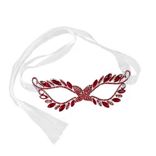 VALICLUD mundschutzmasken karnevalsmaske party accessoires augenabdeckung Cosplay-Augenmaske Abendballmaske Partymaske Frauen Dekor Ball-Strass-Maske Masken-Cosplay Metall rot von VALICLUD