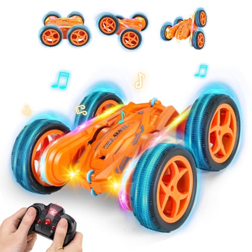 VANLINNY Ferngesteuertes Auto 3 4 5 6 7 8 9 Jahre Spiele LED Blinken RC Auto Spielzeug Jungen Weihnachten Geburtstags Geschenke Kinder Toy 360° Flip Car Indoor Outdoor Draußen Sand Strand Garten von VANLINNY