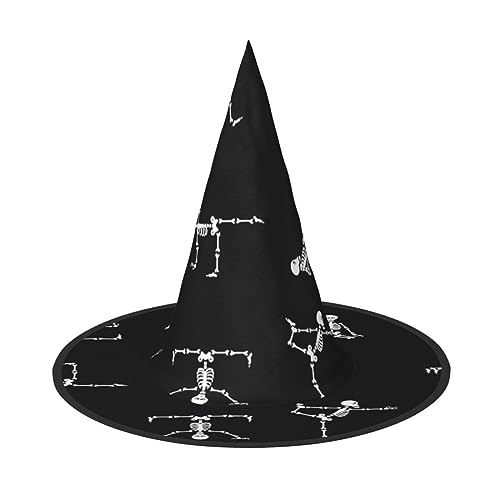 VANTUT 2 x Totenkopf-Hexenhut für Damen, breite Krempe, faltbar, spitz, für Halloween-Partys von VANTUT