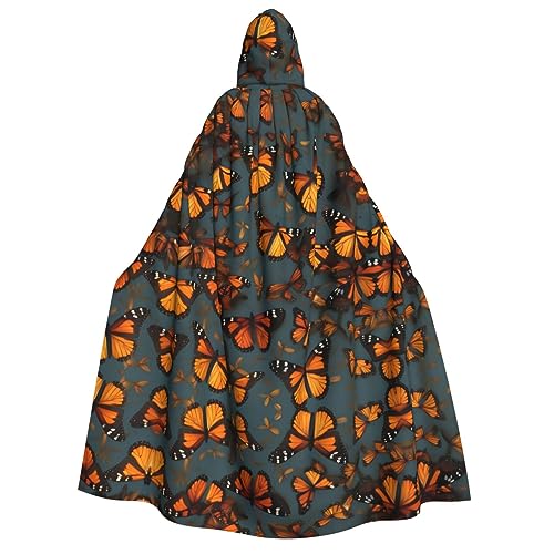 VANTUT Heaps Of Orange Monarch Butterflies Uni Kapuzenmantel für Erwachsene, leichter Mantel für Halloween, Cosplay-Kostüme von VANTUT